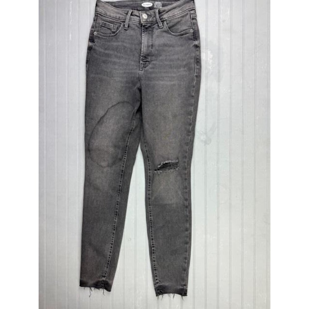 Old Navy Size 2 Womens Jeans Rockstar Super Skinny Extra High Rise Black Raw Hem
